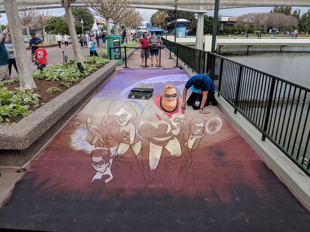 LucasReuling's tweet photo. The #chalkart is looking pretty Incredible. If Disney invited you to draw for the festival of the arts what would you draw?
#EarMeEarMe #2ytc #Disney #WDW #WaltdisneyWorld #DisneyWorld https://t.co/P0yCIzGlr7