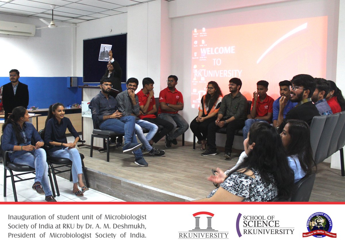RKUniversity's tweet photo. Dr. A. M. Deshmukh, President of Microbiologist Society of India inaugurated the student unit of Microbiologist Society of India at Department of Microbiology, School of Science, RK University.
#rku #mbsociety #studentunit #inauguration #microbiologistsociety #amdeshmukh https://t.co/NiYYDc27iB