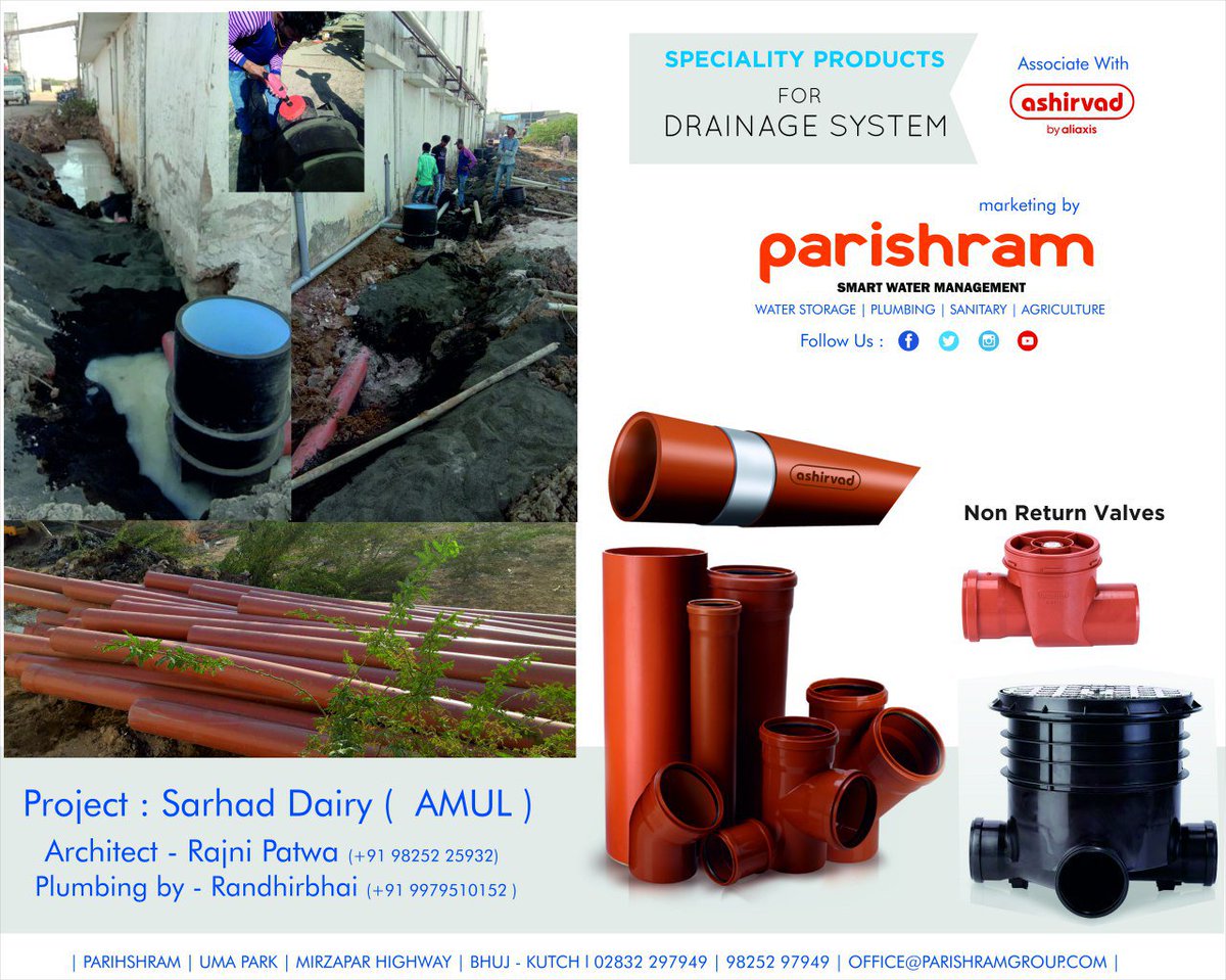 parishramgroup's tweet photo. Thank you sarhad dairy team for give us chance to introduce world class #drainagesystem at your projects @ lakhond @amul_india
@parishramco
@ashirvadaliaxis @Aliaxisglobal
#drainage #formcorepipe #plumbingsolution #ashirvadpipes #plumbingwork
#plumbingservices #plumbingpipe https://t.co/Q5zgB9twb2