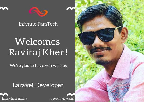 infynno's tweet photo. We are really happy to have you in our team as our new Laravel Developer. Welcome aboard Raviraj Kher.

#InfynnoSolutions #Infynno #Welcomes #onBoard #Php #Laravel #Developer https://t.co/dCKI1Icyzh