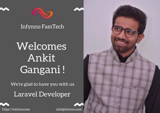 infynno's tweet photo. We are really happy to have you in our team as our new Laravel Developer. Welcome aboard Ankit Gangani.

#InfynnoSolutions #Infynno #Welcomes #onBoard #Php #Laravel #Developer https://t.co/D268bDULD3