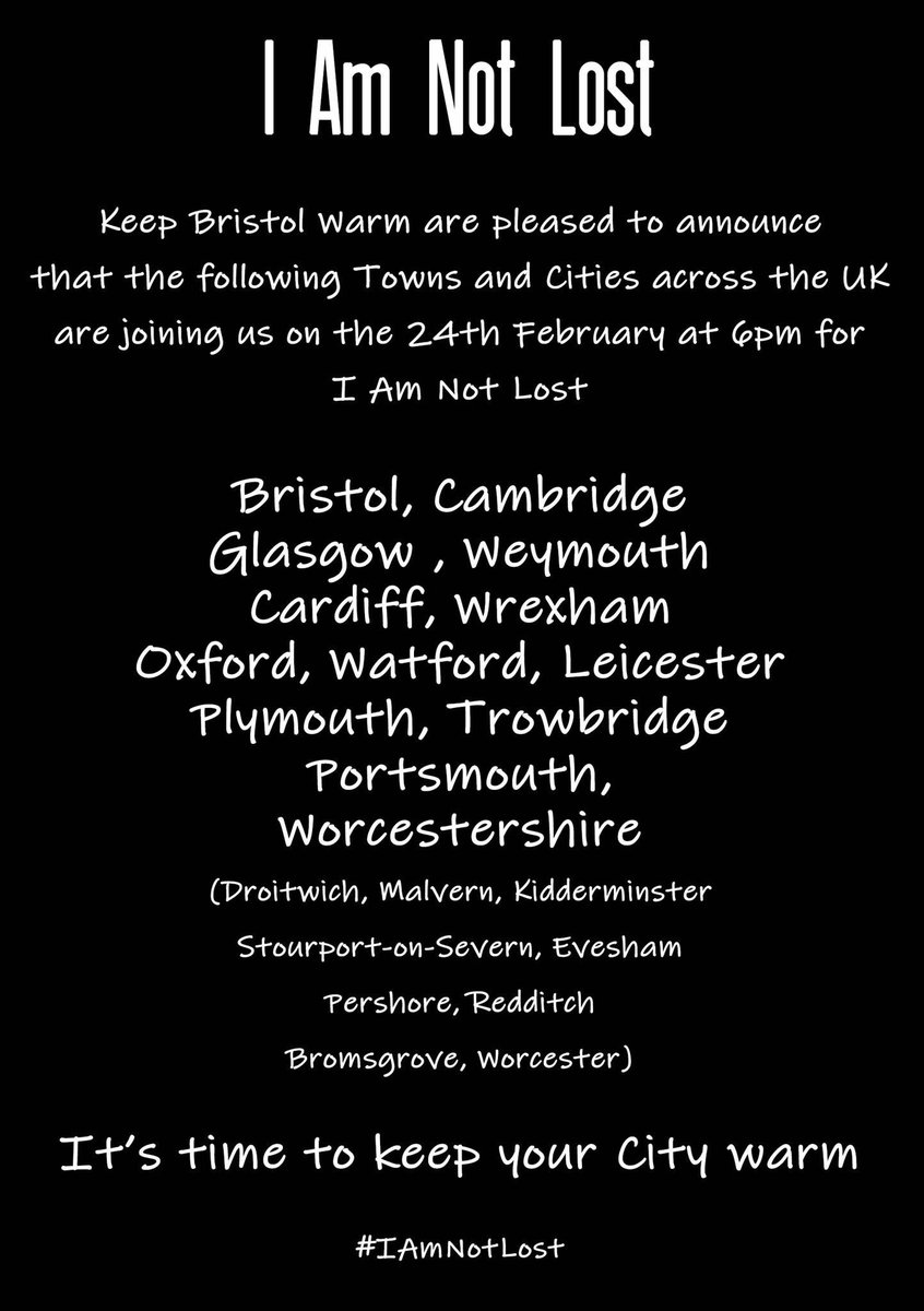 I Am Not Lost. 24th February 2019 in a city near you 🧣 ❤️. Awareness is so important. We’re aware, we care and ultimately we are proud to Keep our City Warm