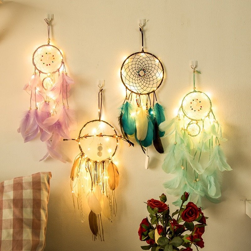 #computers #shopping #electronics #home #garden #LED #mobiles #rc #security #toys #bargain #coolstuff |#headphones #bluetooth #gifts #xmas #happybirthday #funHandmade Indian Dream Catcher Net Fairy Lights With Battery Feathers String Luces LED Decoration Night Light