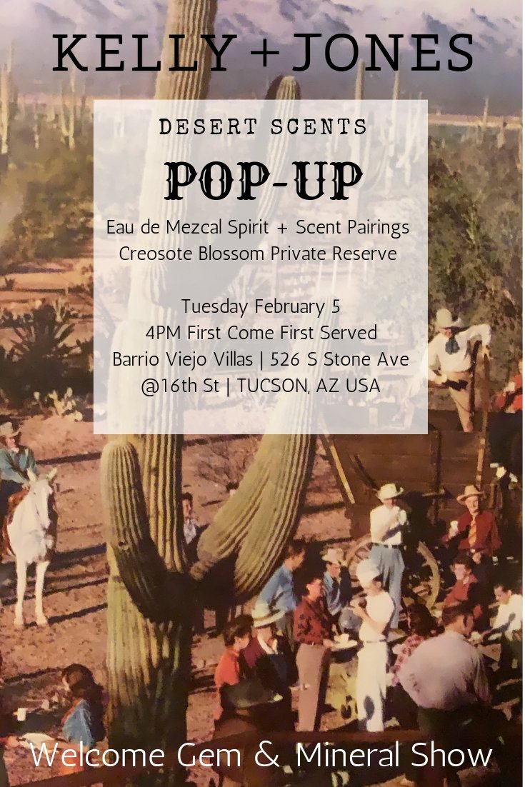 kellyandjones's tweet photo. We're back out West with 45 bottles of *Made For Tucson #fragrance in our saddlebag from NYC! #Salud @totallytucson @VisitTucsonAZ @DowntownTucson @Tucson_Gem_Show @TucsonFoodie #Mezcal #Creosote #Tucson #Arizona #TucsonGemShow #CustomScent https://t.co/3RxJ4l6NPs