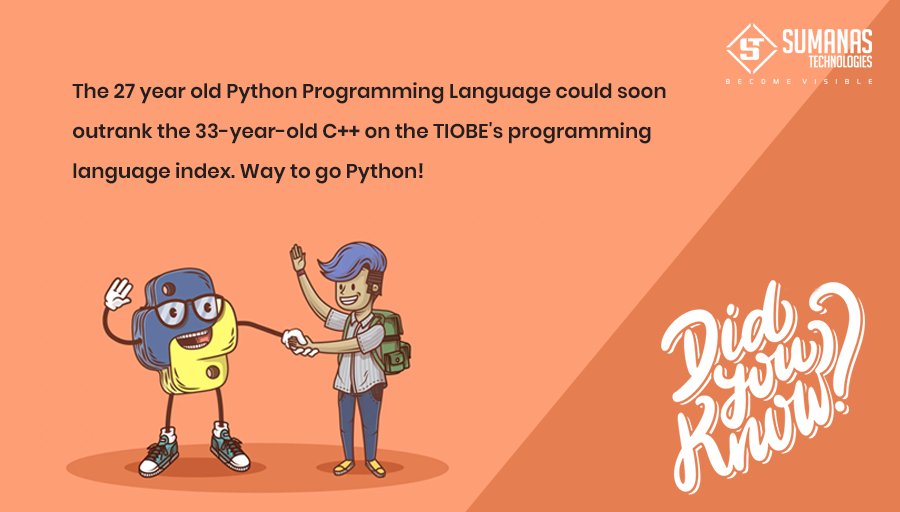 SumanasTech's tweet photo. #didyouknow #python #27yearoldpython #C++ #33yearoldC++ #sumanastech https://t.co/czEgEJ0bhQ