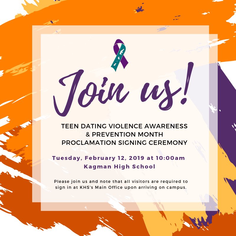 February is Teen Dating Violence Awareness Month in the CNMI! Join us in declaring that at the Proclamation Signing Ceremony next week on Tuesday, February 12, 2019 at 10am at Kagman High School. Hope to see you there in orange! #teendvam #February