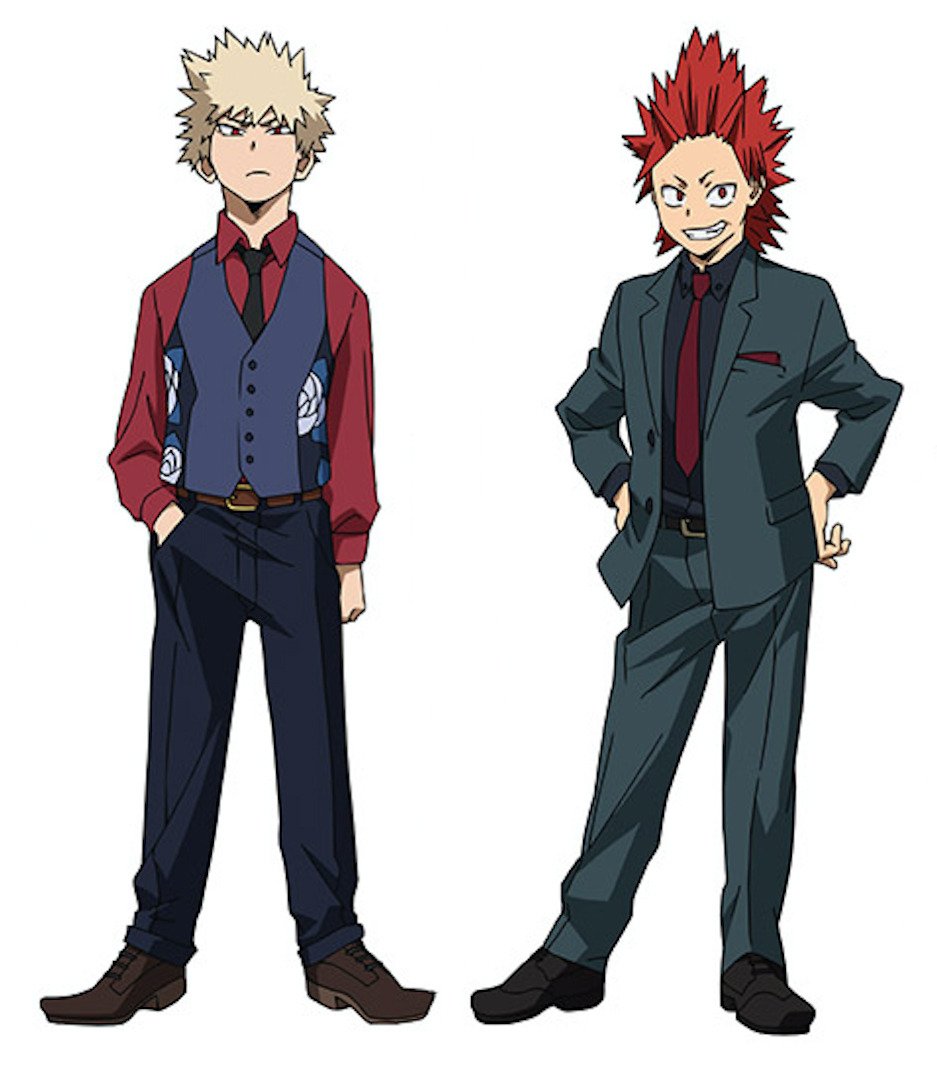 aitaikimochi's tweet photo. In lieu of the kinda similar looking KiriBaku bracelets, I saw a tweet that listed matching clothes &amp; looked through old art to see which outfits were similar lol (because I'm a freak). Here's a thread of official pictures from either manga, anime, or merchandise art lol. (1/3) https://t.co/hG4ceek9To