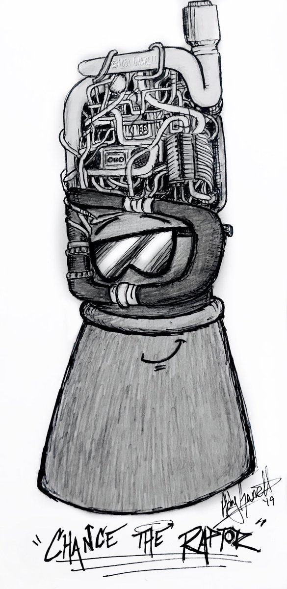 abbygarrettart's tweet photo. Here’s a drawing of one of the new Go For Launch Comics characters appearing soon in Vol. 2. The 4 main Raptor engine characters are...

- Blue
- Delta
- Echo
.... and Chance the Raptor 😂

#goforlaunchcomics #raptor #boombox #starship #starhopper #spacex #spacexmemes @elonmusk https://t.co/XJkpRH4irp