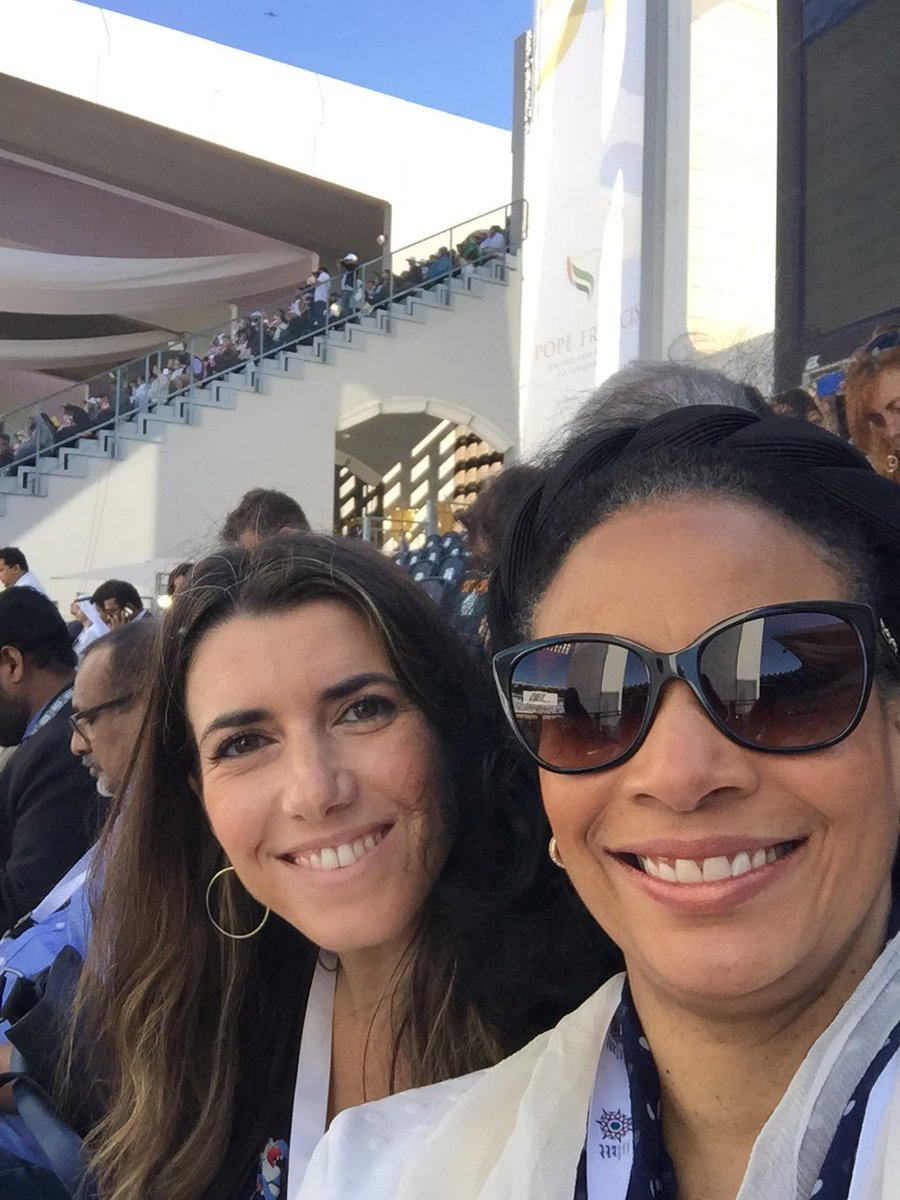 Me and producer Tamara Gitt in Abu Dhabi in UAE witnessing history. The first ever Sitting Pontiff to visit the Arab Peninsula. #PopeFrancisInUAE