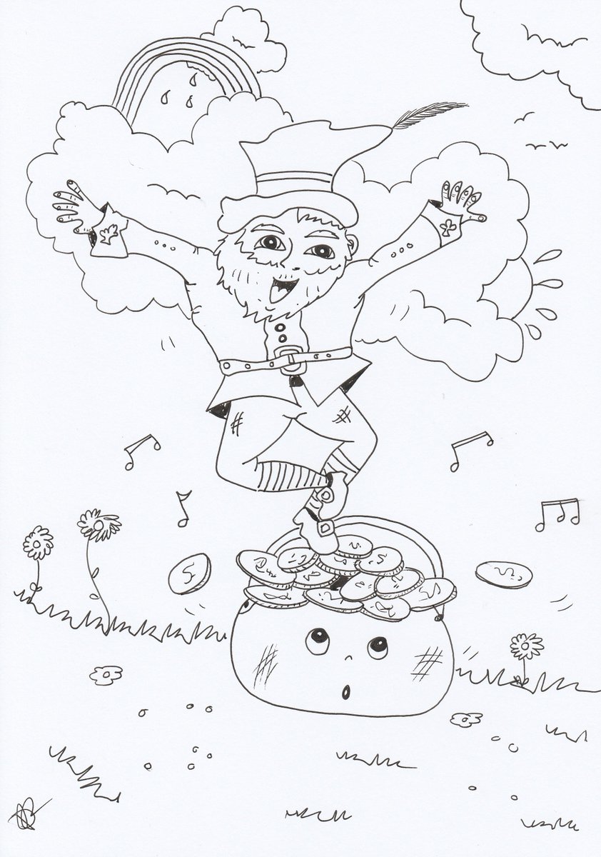 AmazingPenny1's tweet photo. Feeling lucky? There is always a #potofgold over the rainbow. Please follow me if you like my #cartoon #art #drawings. Available for hire. #irish #leprachaun https://t.co/NWkhnC7ZoD