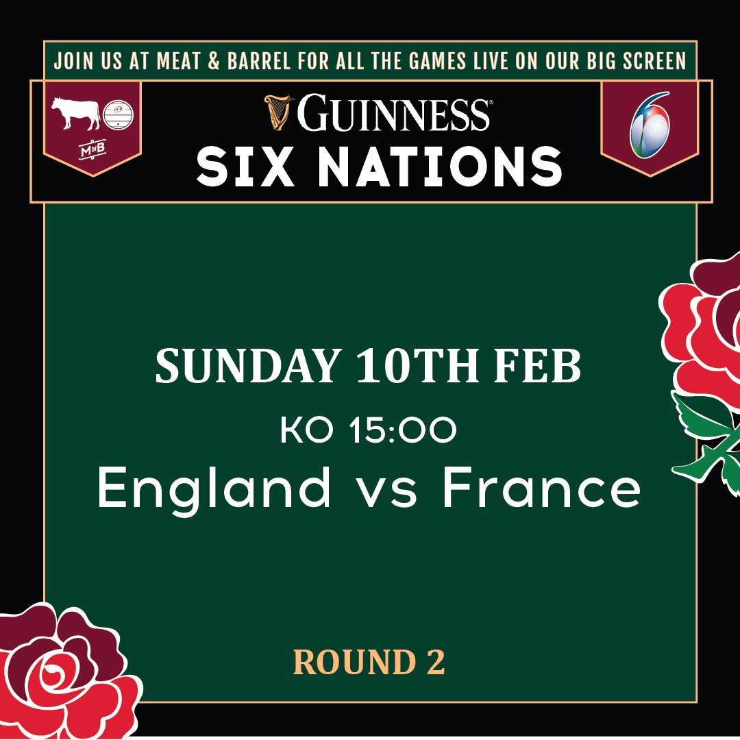 meatandbarrel's tweet photo. Join us for Round 2 of the Six Nations this weekend! #sixnations #6nations #guinnesssixnations #rugby #beer #burgers #sundayroast #sundayfunday #southsea #carrythemhome https://t.co/URhbPUqpIq