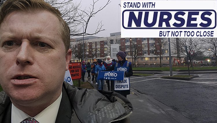 Intern_Fiachra's tweet photo. Great turnout in the cold and wet this morning for the nurses strike in Waterford. Some workers only on the same price as a 25-year-old bottle of Scotch a month - which is incredible when you think about it. 

#StandWithNurses #ButNotTooClose https://t.co/lvYkfGIqLe