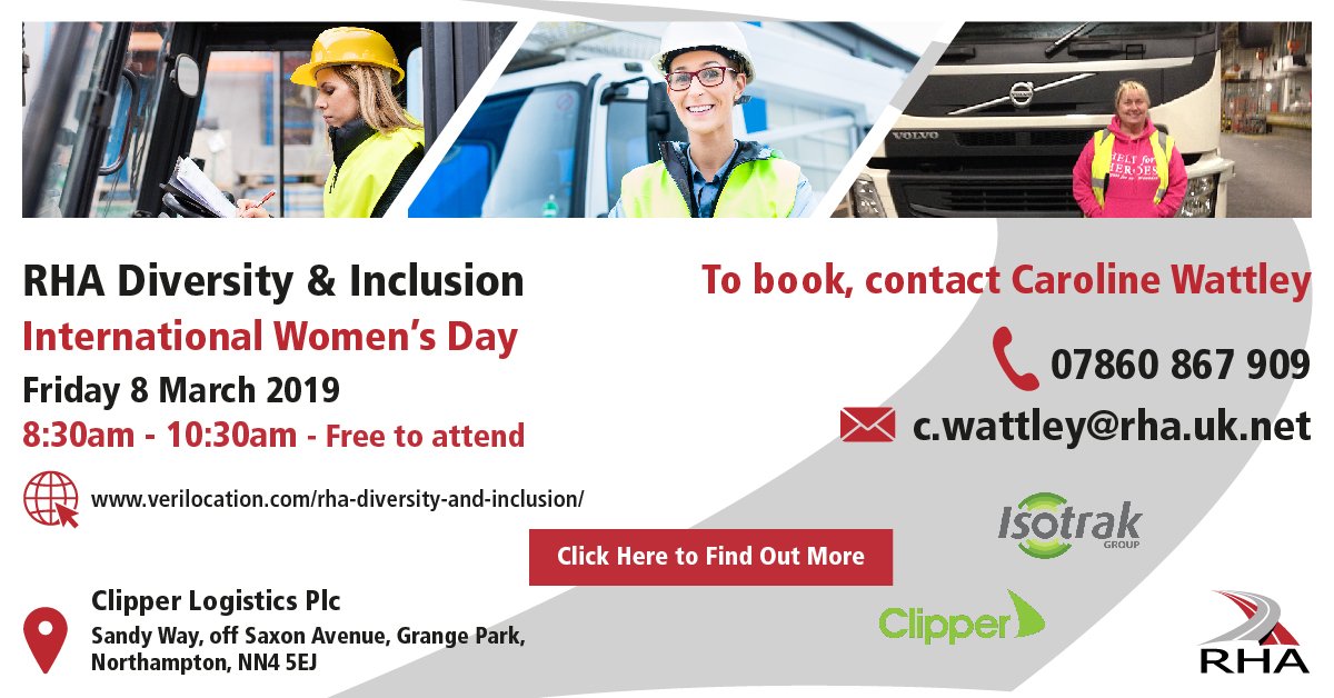 RHANews's tweet photo. Register now for the RHA workshop on Diversity &amp; Inclusion organised with @Isotrak_UK &amp; Clipper Logistics Plc, Friday 8 March, 8:30am - 10:30am at Clipper Logistics Plc. Free to attend – Find out more here: https://t.co/IFqiLTts2D https://t.co/GqIvuPEhB0
