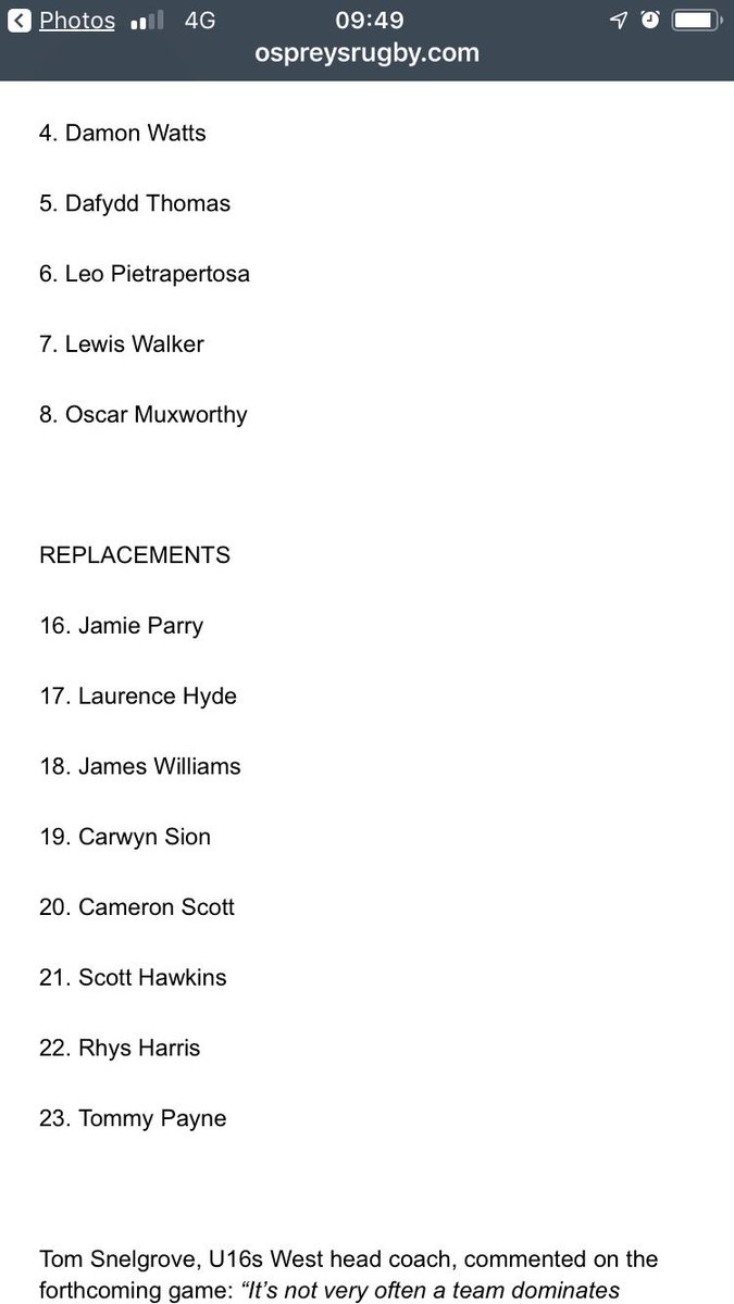 Congratulations to Loughor under 15s players Cameron Scott and Hari Blu being called into the Ospreys West under 16s squad. And good luck tonight Cam on your first call up go well mate!! <a href="/ospreys/">Ospreys</a> <a href="/LoughorRFC/">Loughor RFC</a> <a href="/Benhall9Ben/">Ben Hall</a> <a href="/loughor_juniors/">Loughor Juniors RFC</a> #updablues