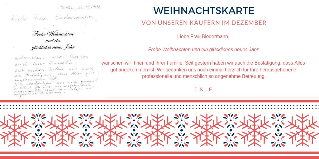 🎄 Auch unsere #Kaeufer haben uns mit lieben Worten beschenkt 🎄 
Das schöne an diesem #Beruf sind die netten #Menschen
Auch dieses Jahr hoffe ich wieder auf interessante Erlebnisse... 
... und zufriedene Kunden 😎

#Immobilien #Immobilienmakler #Hausverkauf