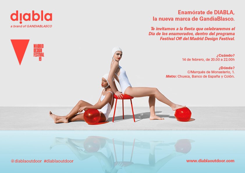 Red_Diseno_FMRE's tweet photo. ⭕️ En el marco del @MadridDesignF, la marca de @gandiablasco 👉🏼 @diablaoutdoor nos invita a la fiesta que celebrará el jueves 14 de febrero a las 20h en su showroom de Madrid, C/ Marques de Monasterio 1 . ¡No faltes! #Redmembers #ESPdesign #sunnydesign #diablaoutdoor https://t.co/sjyO6gKZcz