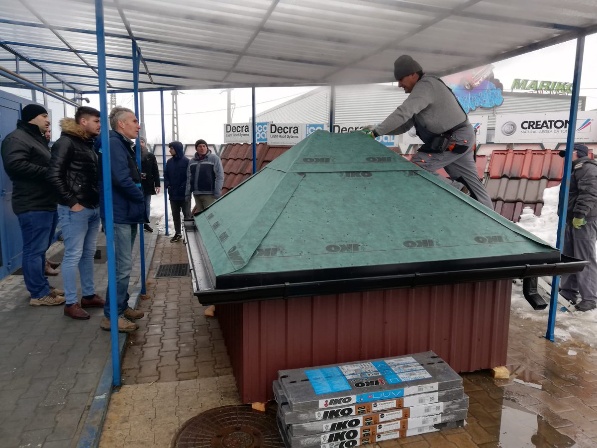 IKORoofShingles's tweet photo. IKO Training in Romania @ ROLLGRUP: 
IKO colleague Dragos Popa trained the roofer and sales team on correct shingle roof application. Subscribe to our Youtube channel for the latest installation films: https://t.co/MLIu1bR6aa https://t.co/6H6o4R2vd3