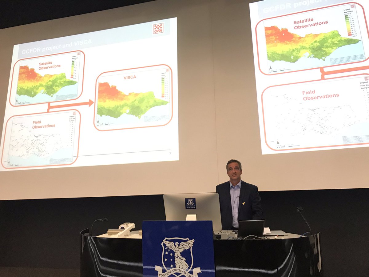 Ha_Tanya's tweet photo. Allen Slijepcevic shows how @CFA_Updates is a research organisation, working with @CSIROnews, as well as a fire-fighting organisation. #AMOSfire https://t.co/kOI49iuZd2