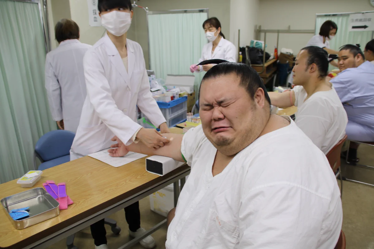 可愛いすぎる力士・千代丸ww健康診断で採血するときの表情が最高！！