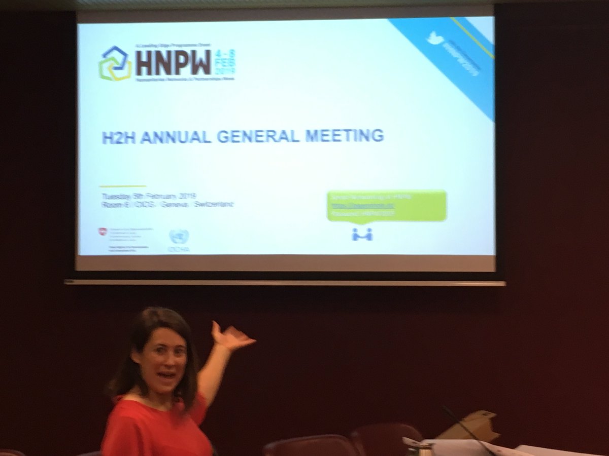 CDACN's tweet photo. Kicking off Day 2 of #HNPW2019 with the H2H Annual General Meeting in Rm 6 CICG Geneva. Proud to be an H2H member @H2Hnet "engineering new solutions and services that enable the humanitarian sector to perform better" #commisaid https://t.co/I6lum9uu4W