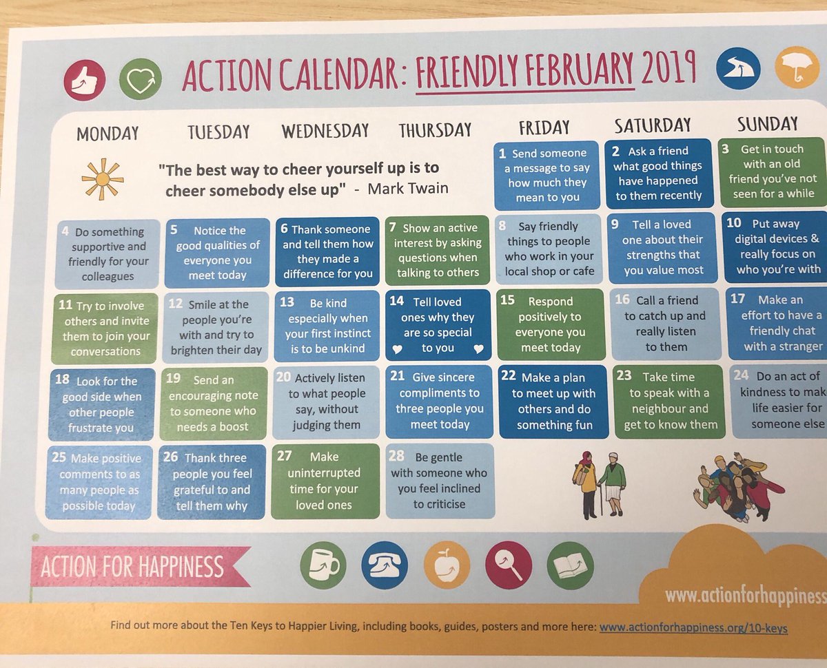 Today’s Action Calendar : Friendly February 2019 - 5th February “Notice the good qualities of everyone you meet today” Thank you to @ouchtt for sharing this with me #MentalHealthAwareness #actionforhappiness