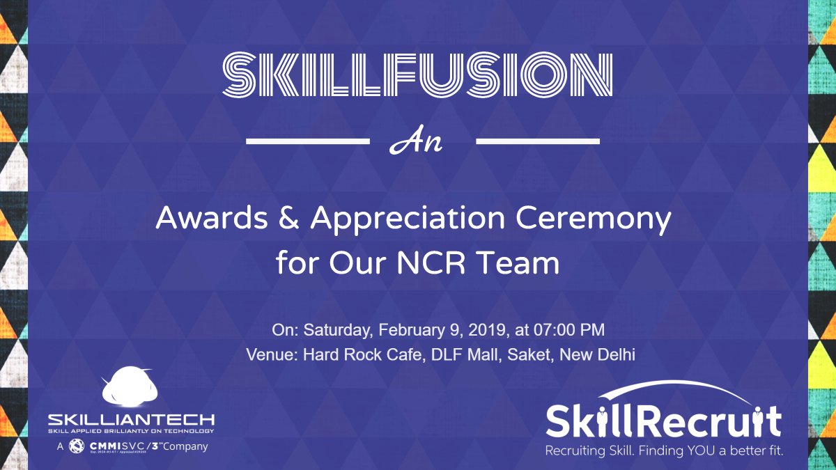 SkillRecruit's tweet photo. ๐ข We are taking a moment to recognize our NCR team for their hard work, competitive spirit, and raw talent. Cheers!
#SkillFusion #SkillRecruit #Skilliantech #awardsceremony https://t.co/mqEdpepJ9B