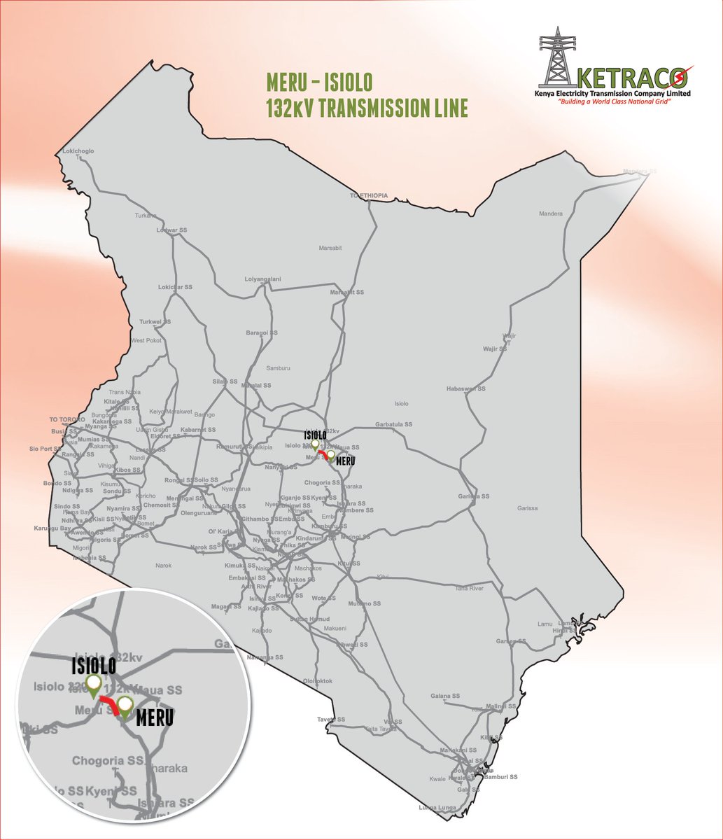KETRACO1's tweet photo. One of our completed projects is the Meru-Isiolo Transmission Line. This is a 26 KM, 132kV transmission line which was commissioned in December 2016.
#KetracoProjects #EnergyGameChanger #ReliableEnergy #NationalGrid https://t.co/Odxhi5cMjs