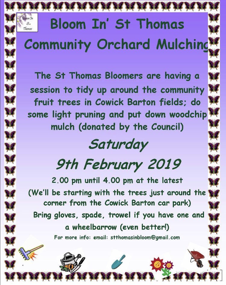 BloomInStThomas's tweet photo. Thank you to @ExeterCouncil @PublicRealmEX for the wood chippings; we’ll be mulching our orchard trees on Saturday 🍎 #EXEStThomas #livelocal @chloe_stthomas https://t.co/XCVmt84xtc