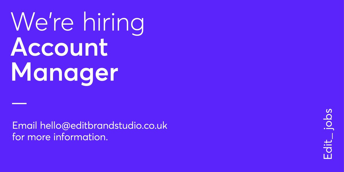 We’re looking for a ambitious and committed account manager to join our growing Edit_ team. Say hello@editbrandstudio.co.uk to find out more. #jobs #jobsindesign #creativecareers #Edit_jobs #editbrandstudio #accountmanager
