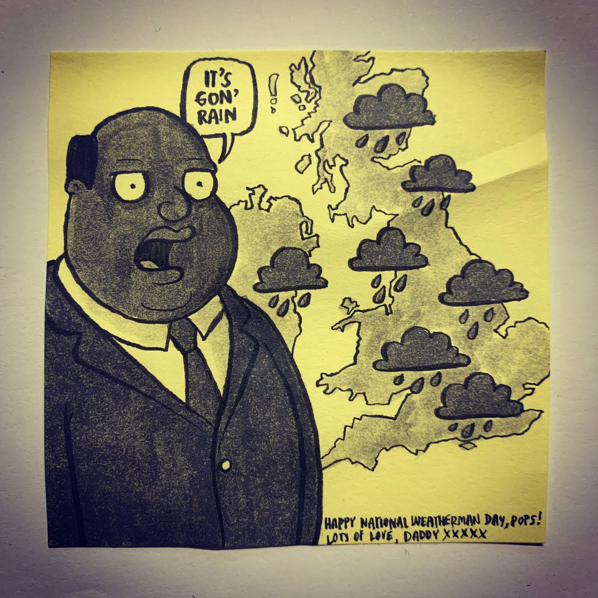 Rob Biddulph It S Nationalweathermanday So Here S A Picture Of Ollie Williams From Family Guy For Poppy S Packedlunchpostit According To Ollie The Outlook For The Uk Isn T Great I Think