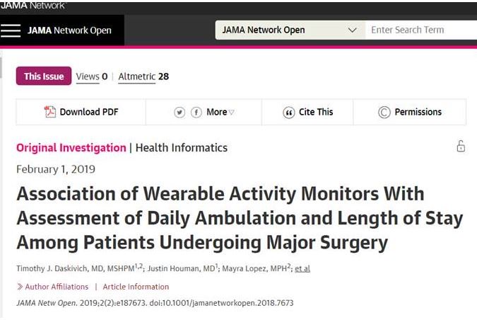 BJSM_BMJ's tweet photo. RE-TITLE WATCH: Howzabout: "In patients undergoing major surgery, higher postoperative step counts (measured by Fitbit) were associated with shorter inpatient stays. "
Shared in the spirit of all of us trying to improve--Kaizen. BJSM has titles this editor would like to amend! k2 https://t.co/f1PL31PVZD