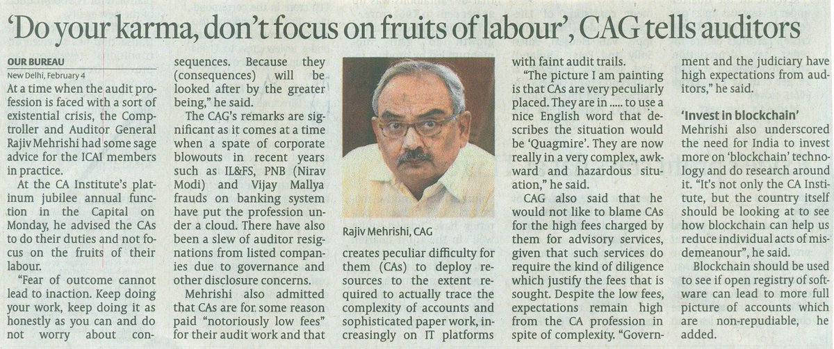 theicai's tweet photo. ‘Do your karma, don’t focus on fruits of labour’, CAG tells auditors

For more details please visit
https://t.co/YVmbs1yVAZ

#ICAIAnnualFunction https://t.co/AYqFOXXpPJ