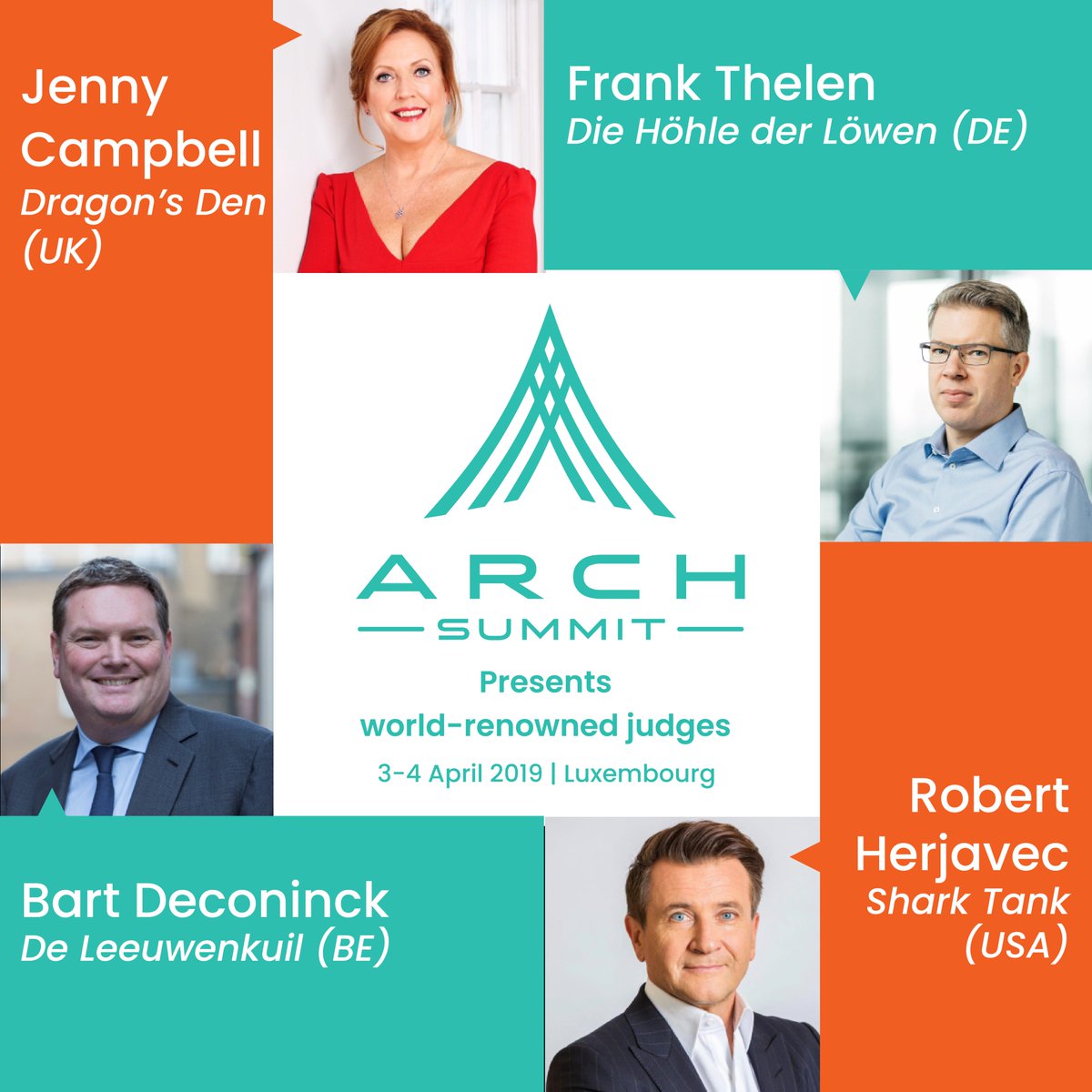 Ambitious to scale your business? #Arch19 welcomes world renowned judging panel - <a href="/robertherjavec/">Robert Herjavec</a> , <a href="/frank_thelen/">Frank Thelen</a> , <a href="/BartDeconinck/">Bart Deconinck</a> and <a href="/jennybcampbell/">JennyBCampbell</a> to judge the final rounds of the competitions. Do you have what it takes? Book now archsummit.lu/tickets/