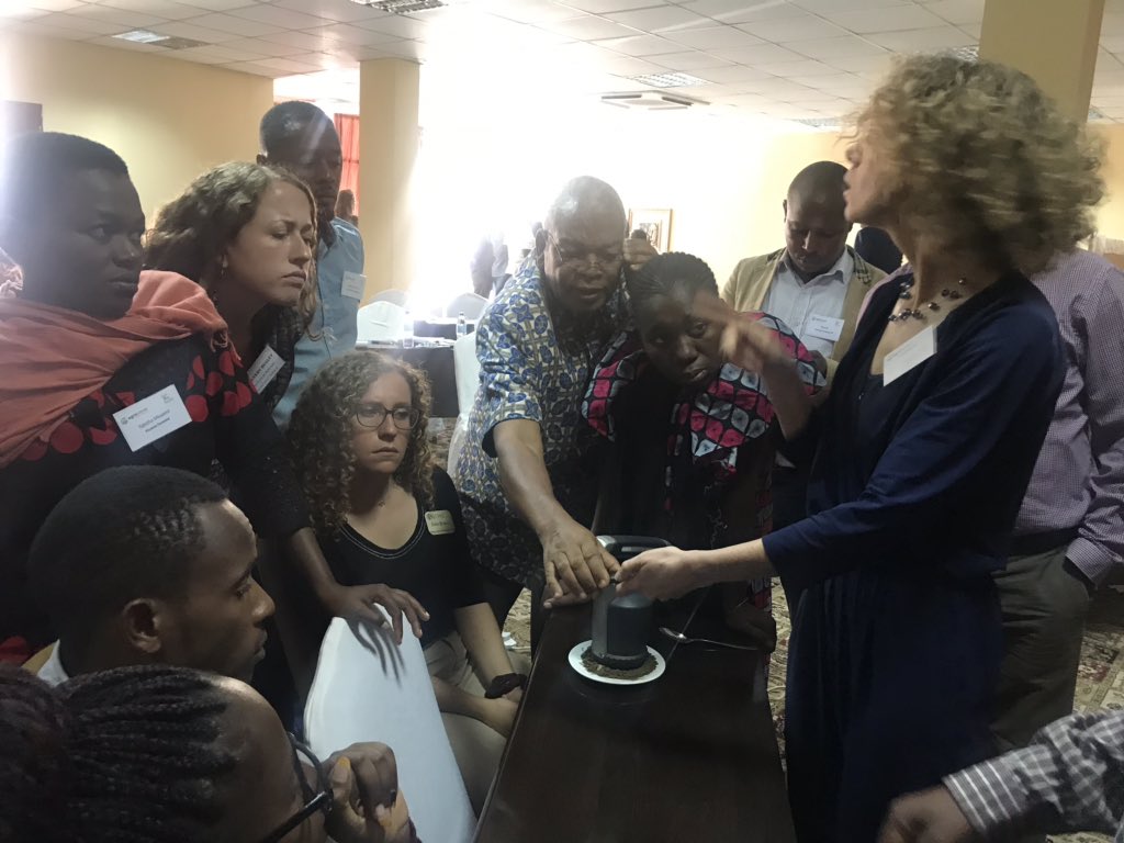 Stakeholders working in soil fertility and soil testing in Tanzania learn about a new technology - soil scanner offered by <a href="/AgroCaresAfrica/">AgroCares Africa</a>. #soilfertilityTZ