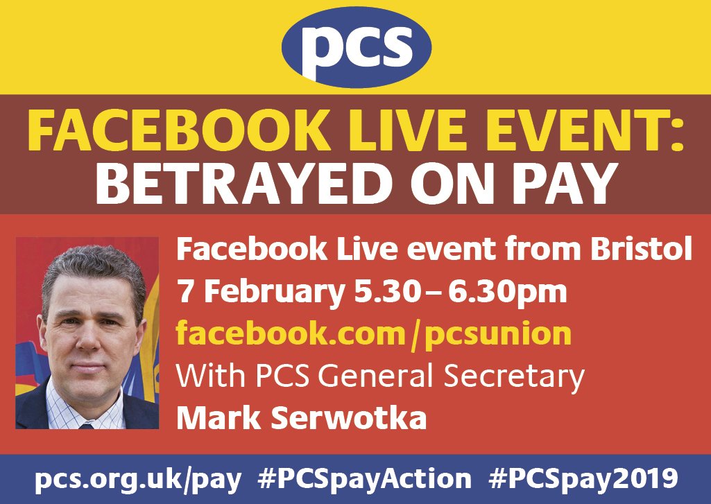 pcs_union's tweet image. Got a question about the #PCS #pay campaign? Ask PCS General Secretary Mark Serwotka in a #FacebookLive event from our office in Bristol from 5.30pm today (7) pcs.org.uk/fbl5feb #PCSpay2019 #PCSFacebookLive