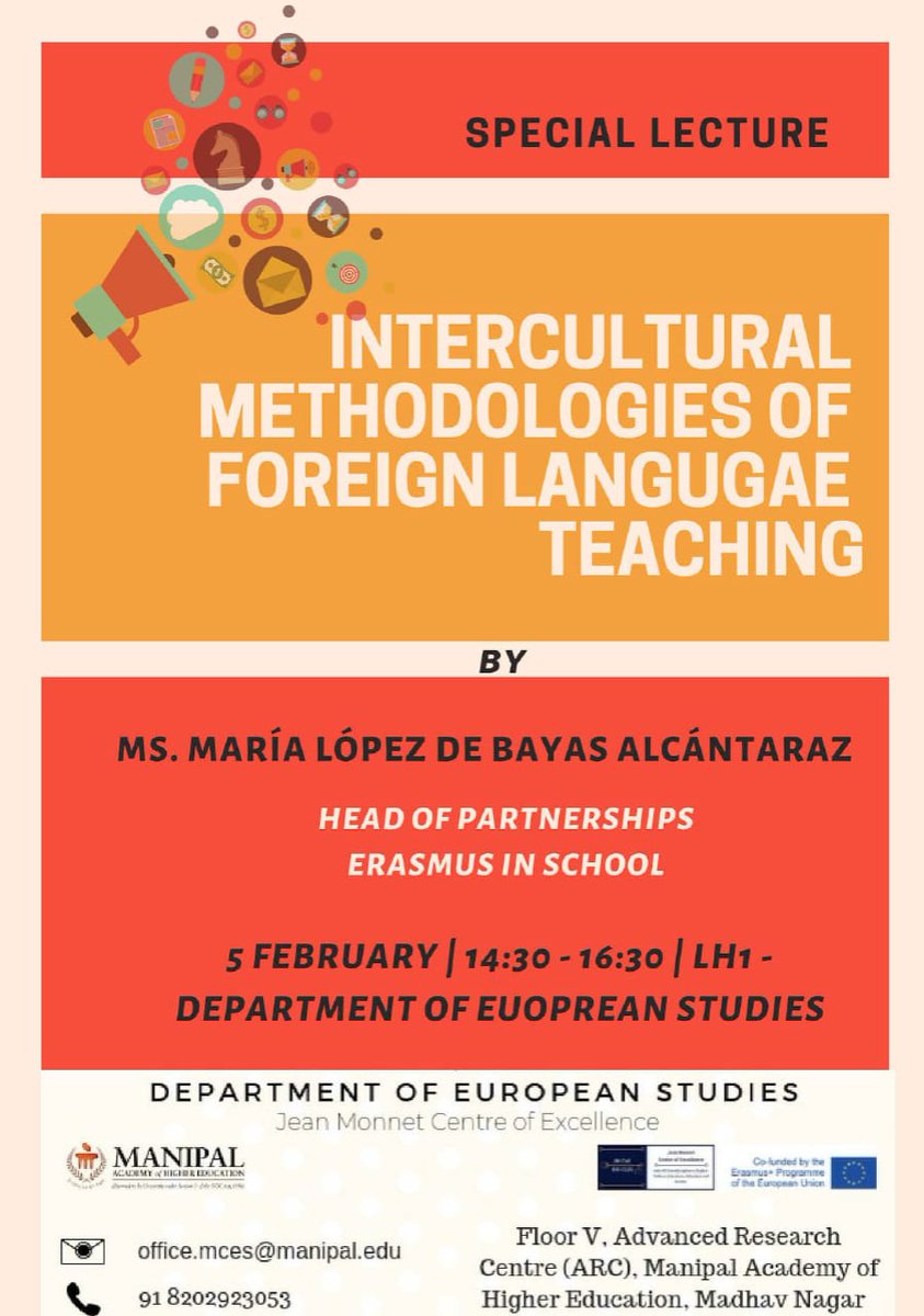 mces_mahe's tweet photo. JM #CoE - @desmanipal organises #internationalseminar on #interculturalmethodology of #foreignlanguageteaching by #MariaLopez, @erasmusinschool
@EU_in_India @ManipalCon https://t.co/lFjranA2Lg