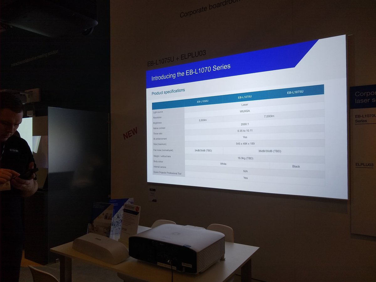 EPSON_fr's tweet image. Nous annonçons à l'@ISE_Show, notre nouvelle gamme de projecteurs d’installation compacts L10. 
Abordables et polyvalents, ils disposent de #4K d'amélioration et de lentilles interchangeables #EpsonISE19 #ISE2019