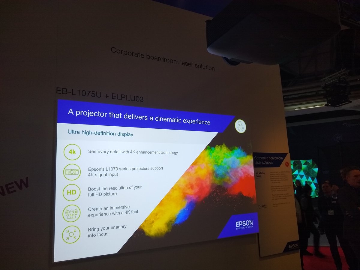 EPSON_fr's tweet image. Nous annonçons à l'@ISE_Show, notre nouvelle gamme de projecteurs d’installation compacts L10. 
Abordables et polyvalents, ils disposent de #4K d'amélioration et de lentilles interchangeables #EpsonISE19 #ISE2019