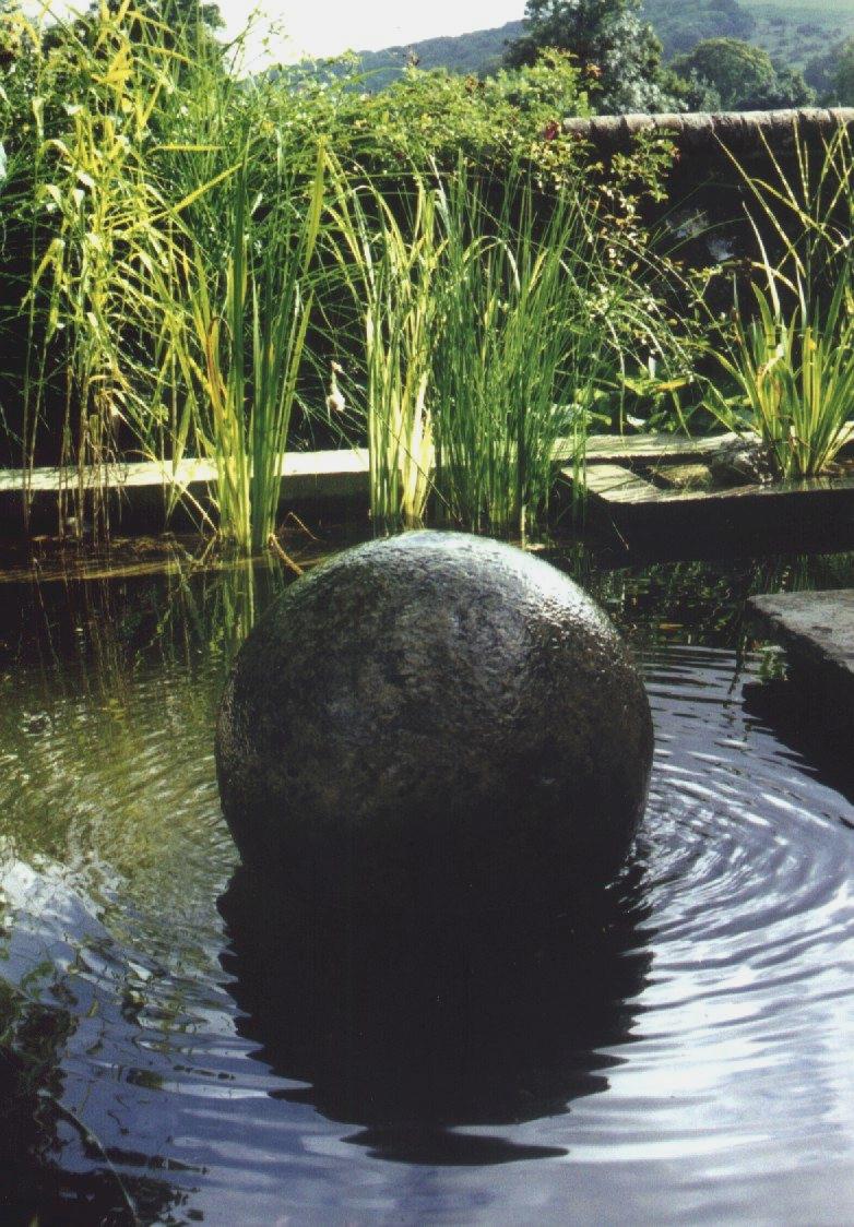 MLaurenceDesign's tweet image. A cast-concrete #pond with built-in vertical-flow #biofilters and solid-stone ball #waterfeature #natural #cleanwater