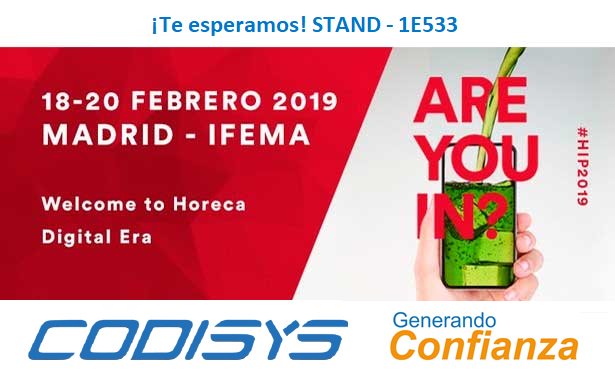 Codisys's tweet photo. #Codisys participa en el evento de la innovación tecnológica para el sector de la restauración #HIP2019, que tendrá lugar los días 18, 19 y 20 de febrero en IFEMA, Madrid. https://t.co/BDaM6HtrUp