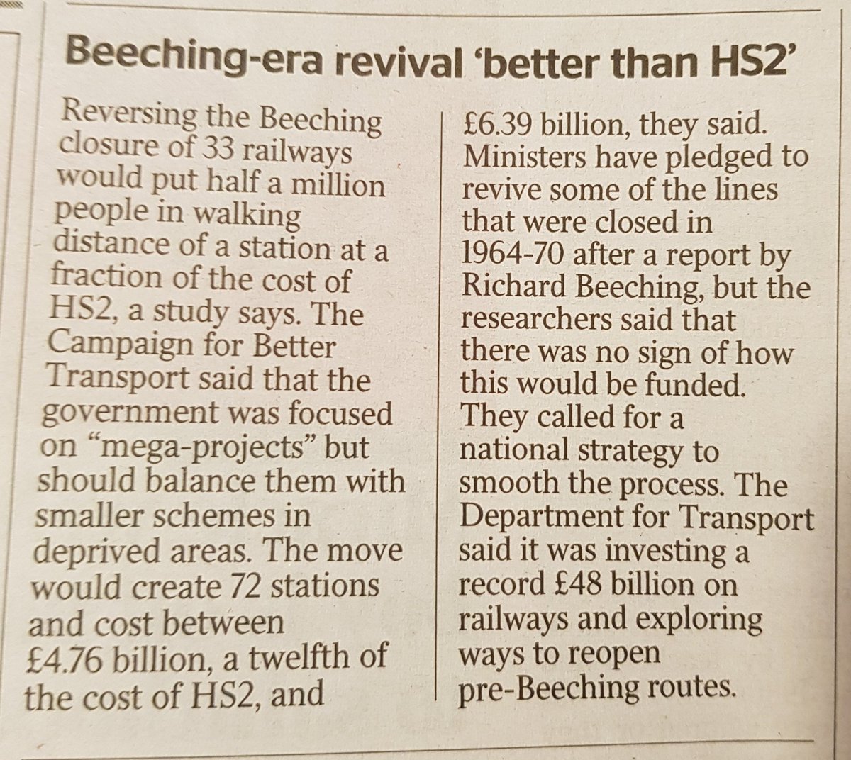 BenDMoorhouse's tweet image. Reverse the Beeching Closures.
Yes please! 72 new train stations and cost 1/12th the price of HS2.
#HS2 #Beeching