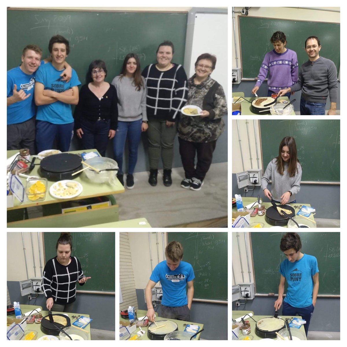 Concours à la meilleure crêpe de l'EOI de Ribera en une grande soirée de crêpes pour la Chandeleur avec les élèves
