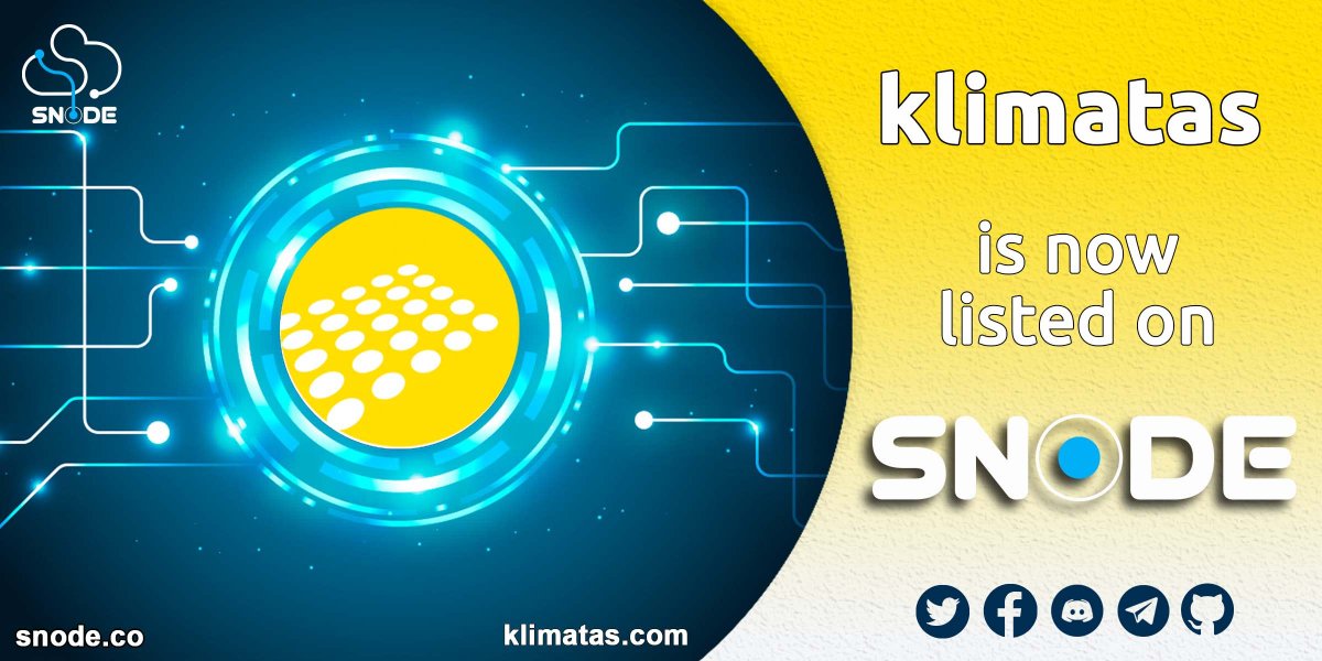 snode_co's tweet image. 📢 We are glad to announce that we have added the support for Klimatas (KTS)
@KlimatasCrypto

Website: klimatas.com
Discord: discord.gg/JMRy3gF
MNO: masternodes.online/currencies/KTS

Instant shared MN for KTS is also available.
#masternodes #snode #sharedMN $SND $KTS