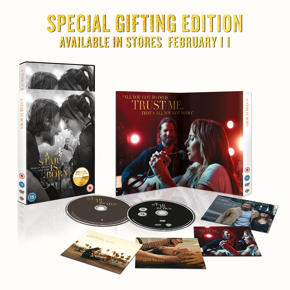 “I want you to come sing with me.” 

The special gifting edition of #AStarIsBorn includes the film, CD soundtrack and 4 collectable art cards. Available in select stores Monday.