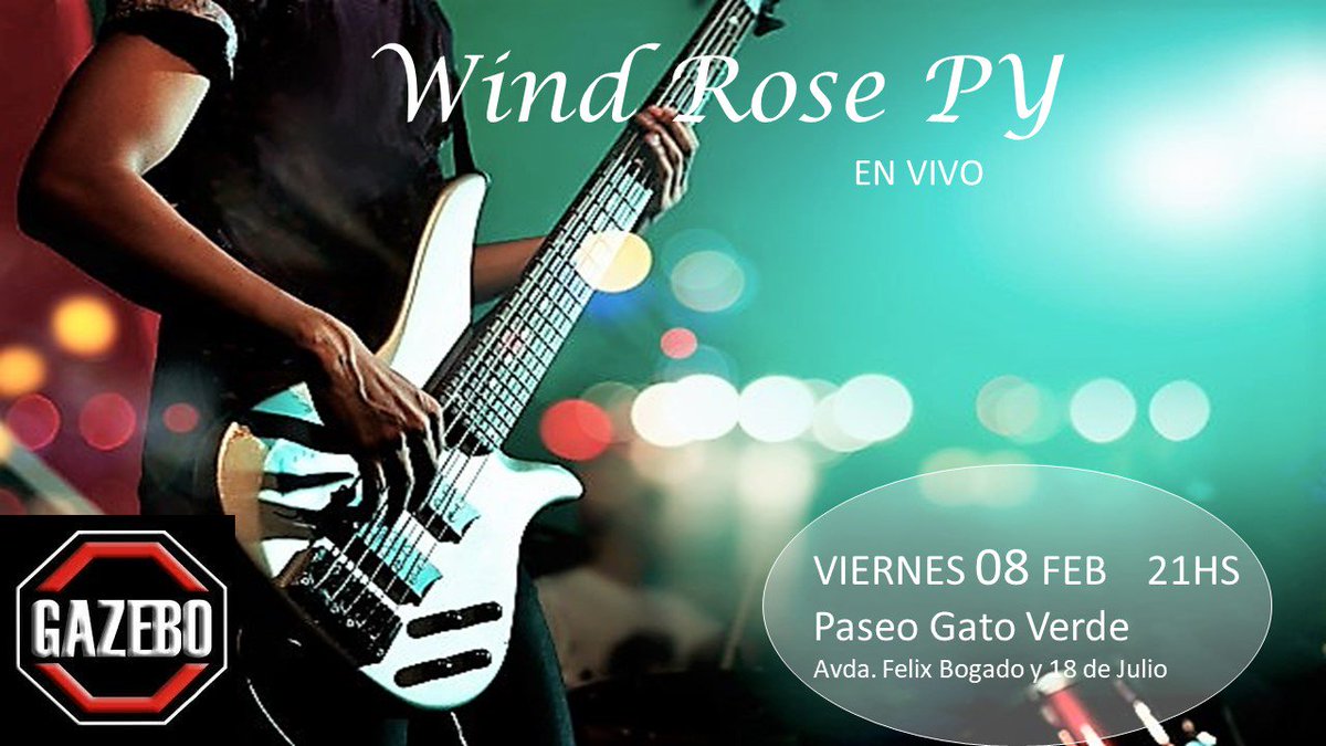 windrosepy's tweet image. VOLVIMOS!!! Este viernes 08 de Febrero no podes faltar. Te esperamos para un show increíble con nuevas canciones 😉
📍 Gazebo (Paseo Gato Verde)