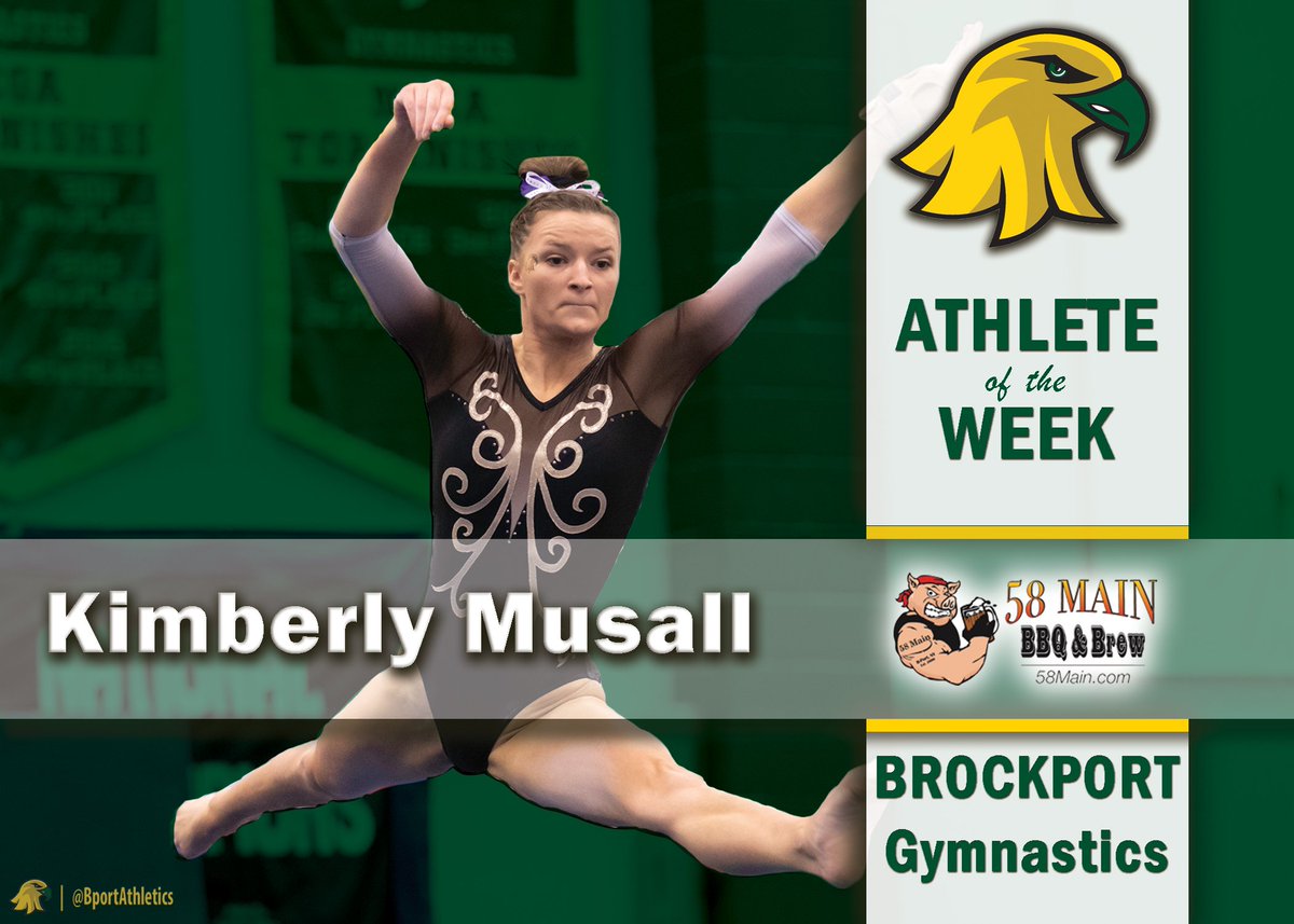 BportAthletics's tweet photo. Congratulations to this weeks Brockport Athletes of the Week, sponsored by 58 Main BBQ and Brew: 

Trevor Pray of @GoldenEaglesHky and Kimberly Musall of @BportGymnastics !

#ProtectTheNest #TalonsUp https://t.co/aGb8tl7oks