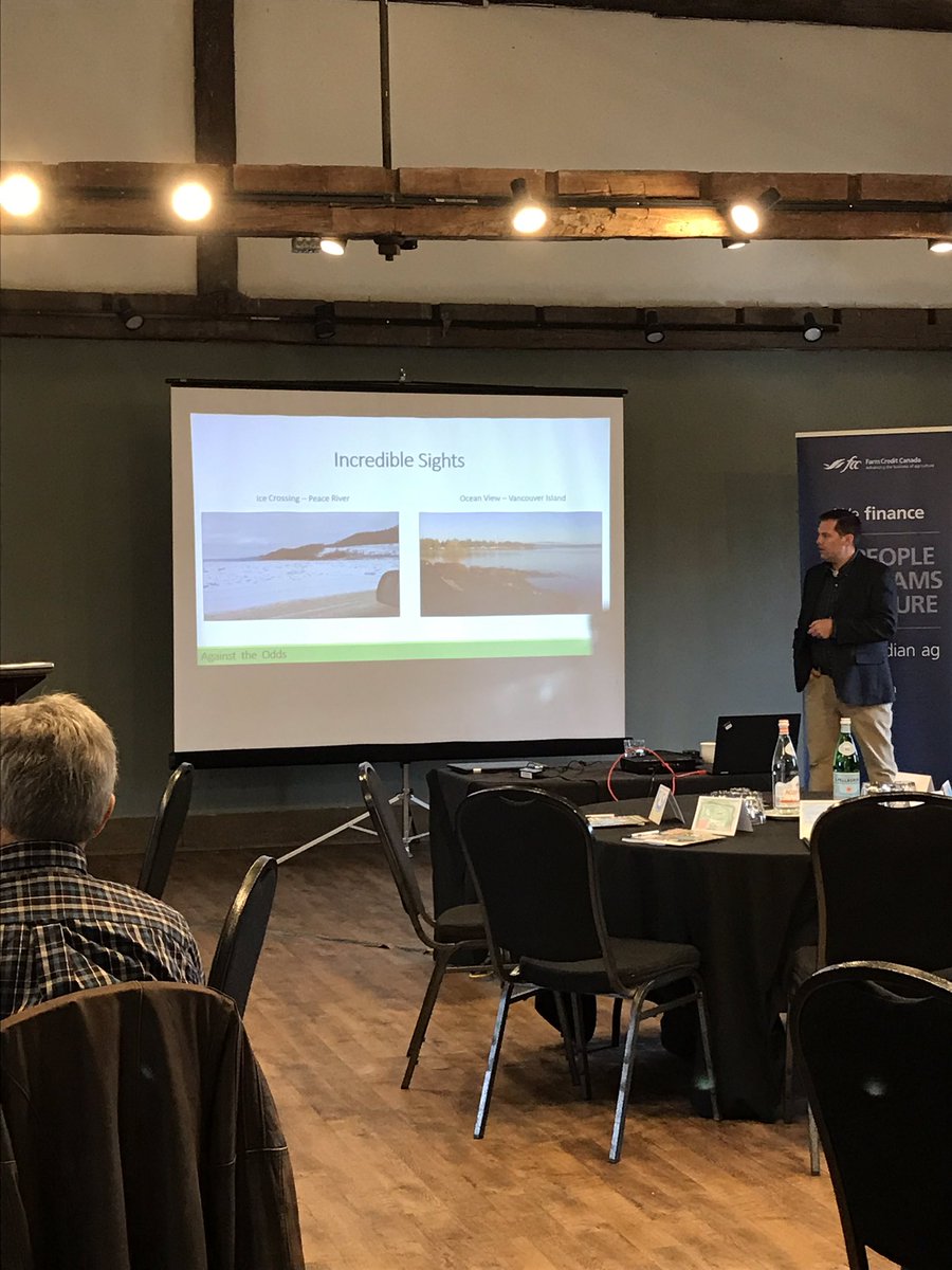 CVanhie's tweet photo. Lots of wisdom and inspiration being shared by @LaneDStock and @lstockbr at @FCCagriculture learning event today. Thank you for sharing your story with us! #OntAg #Agriculture #FCCAgKnowledge https://t.co/dBrNJlFyTP