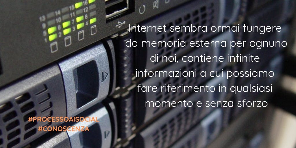 📌Conoscenza📖
“Internet sembra ormai fungere da #memoria esterna per ognuno di noi, contiene infinite informazioni a cui possiamo fare riferimento in qualsiasi momento e senza sforzo.”👇:
processoaisocialmedia.blogspot.com/2019/02/lo-sma… #smm19 #sapienzaroma #internet