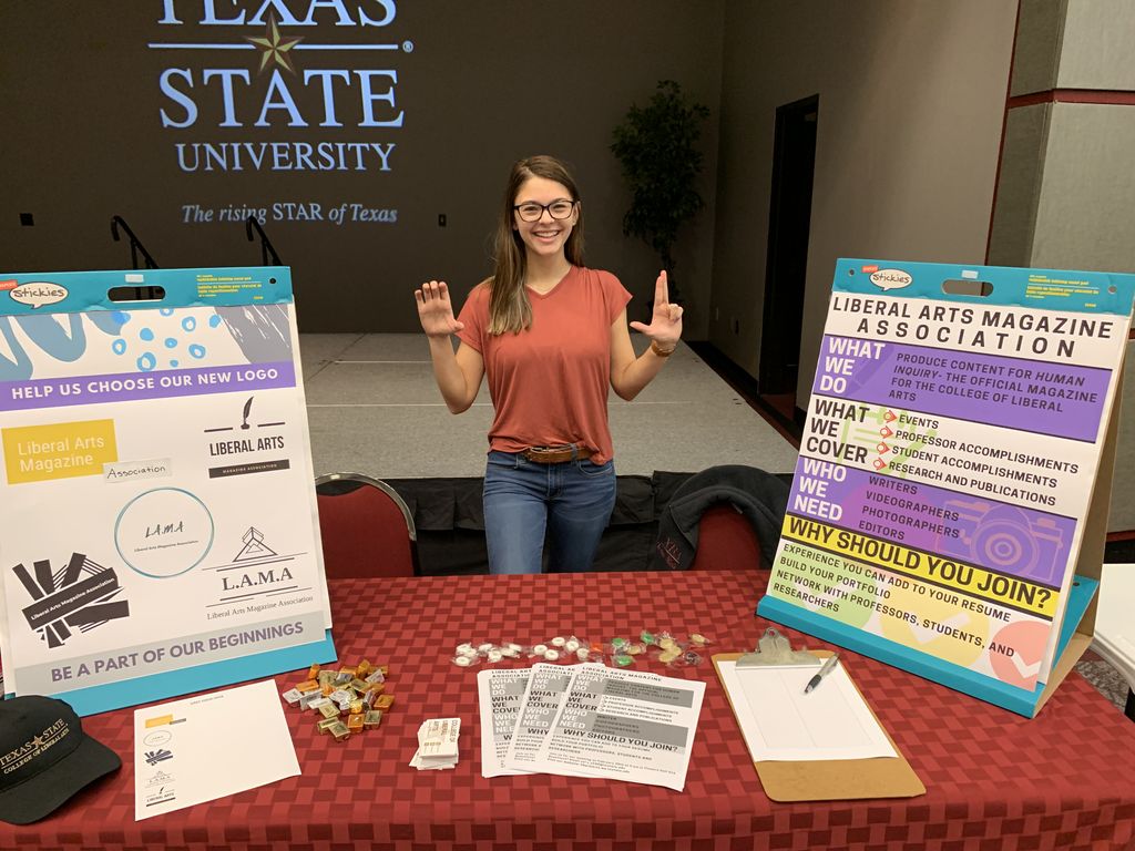 txstla's tweet photo. The Liberal Arts Magazine Association is recruiting new members to produce content for the college’s official online magazine. Stop by their table in the LBJ Ballroom to learn how you can become involved. #txst #studentorgfair

Check out the magazine here: https://t.co/xVypqJ9QBc https://t.co/AXsutgVAJ1