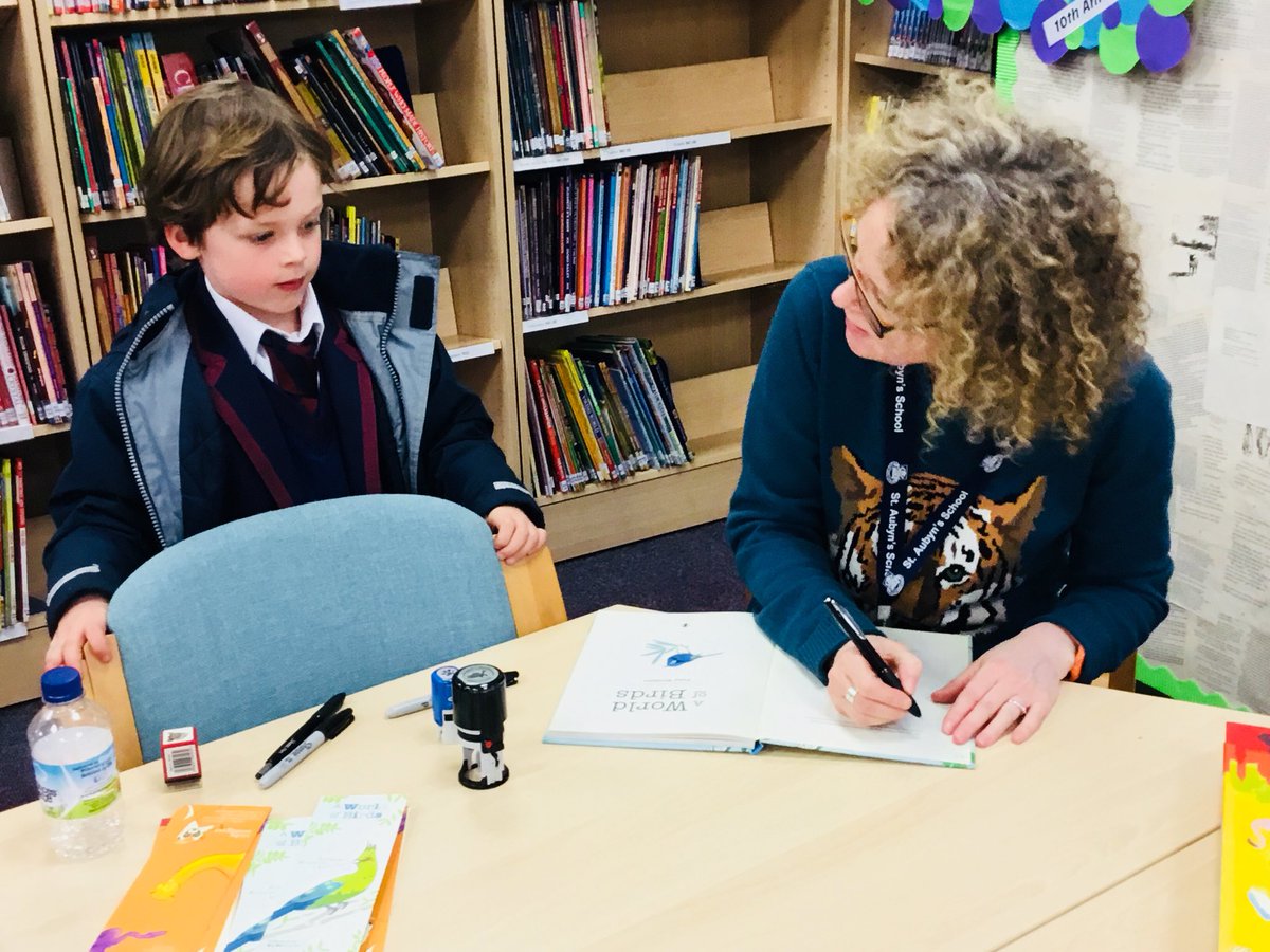 StAubynsLibrary's tweet photo. There was quite a lot of signing for @vickywoodgate to do today! A lot of excited children (and teachers) will be receiving their signed books tomorrow! #10YearsoftheLibrary #10thAnniversary #GreatSchoolLibraries https://t.co/bfHCYo23JU